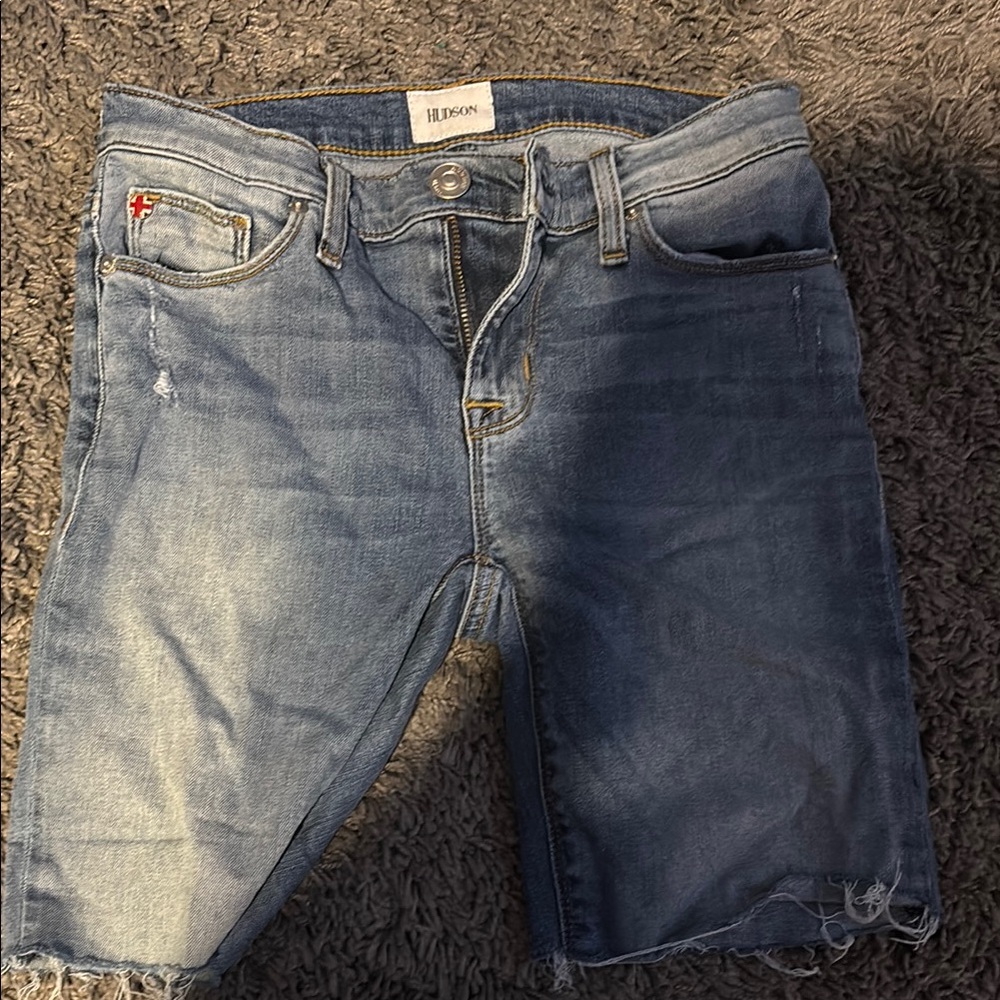 Hudson Jeans Blue Distressed Straight Fit Jeans